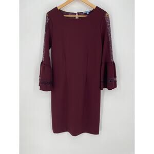 Antonio Melani Dress Women’s 8 Trumpet Sleeve Lace Maroon Dressy